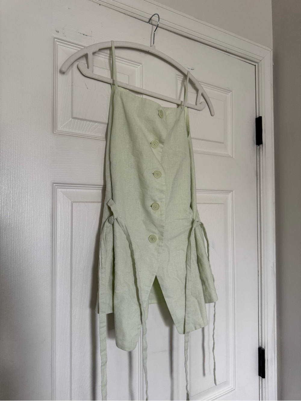 Loft Light Green Button-Front Linen Top